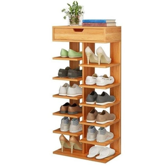 Vertical Wooden Shoe Rack and Drawer