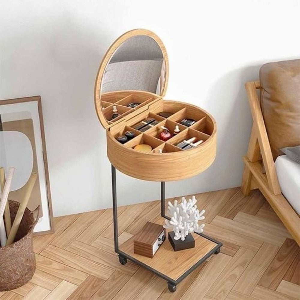 Circular wooden Dressing Table with moving compatibility