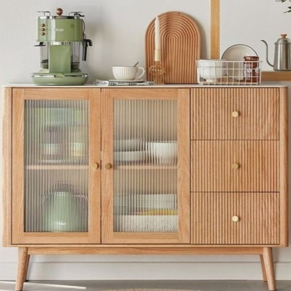 Cherry Wood Sideboard with Glass Door