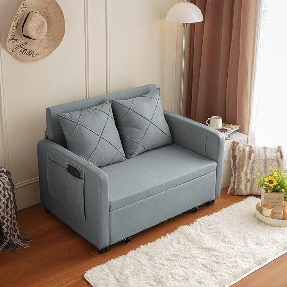 Gray 45" Modern Futon Sofa Bed with Pillows and Pockets